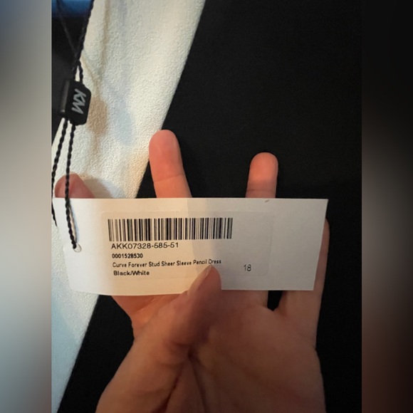 Karen Millen Curve Forever Stud Sheer Sleeve Pencil Dress - Picture 2 of 9